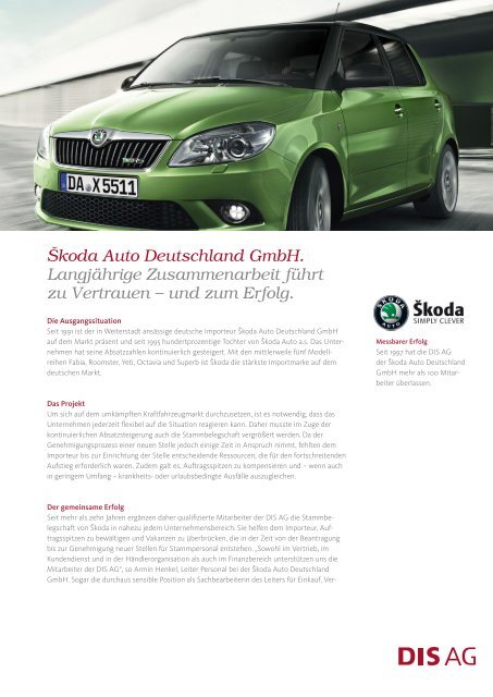 Škoda Auto Deutschland GmbH. Langjährige ... - DIS AG