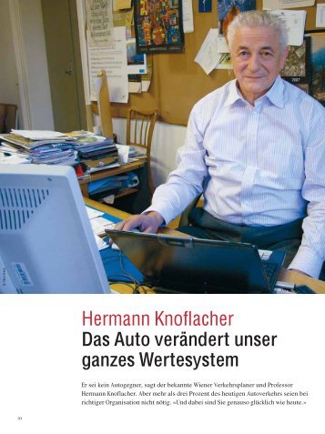 Hermann Knoflacher, Das Auto verändert unser ganzes Wertesystem