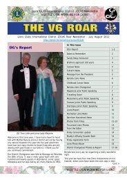 Download the July August V6 Roar Newsletter - Lions Clubs Australia