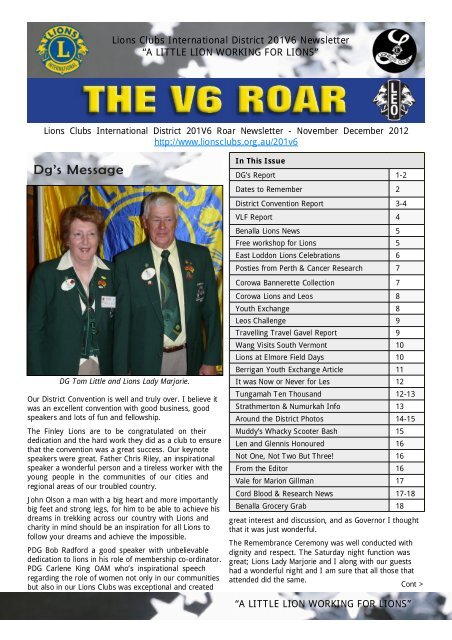 Download the November December V6 Roar Newsletter - Lions ...