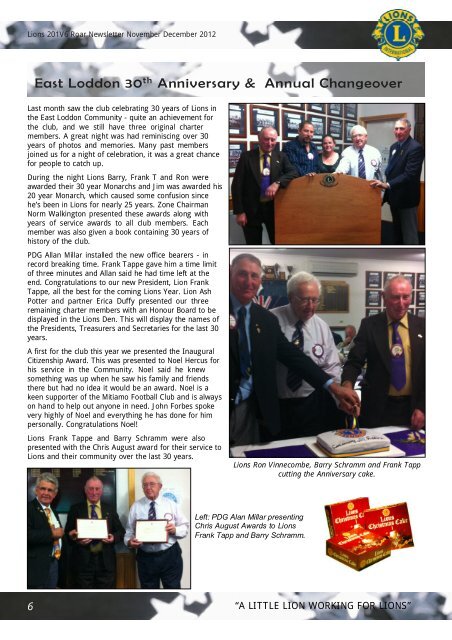 Download the November December V6 Roar Newsletter - Lions ...