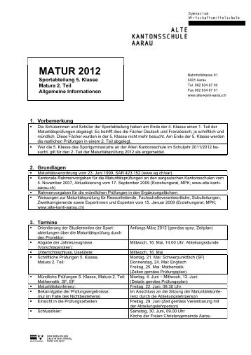 MATUR 2012 - Alte Kantonsschule Aarau