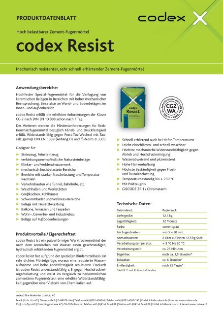 codex Resist PRODUKTDATENBLATT - Uzin
