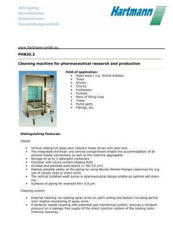 PH820.2 Cleaning machine for pharmaceutical ... - Hartmann GmbH