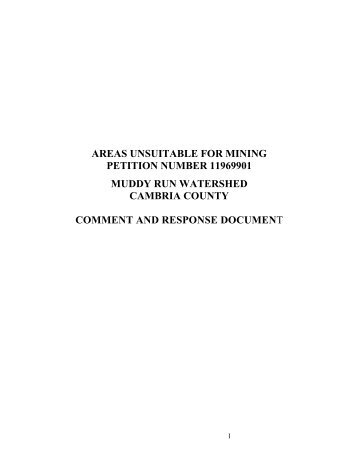 areas unsuitable for mining petition number 11969901 muddy run ...