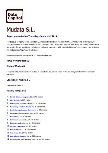View a PDF summary for Mudata SL - Companies - Dato Capital