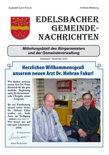 Herzlichen Willkommensgruß unserem neuen Arzt Dr. Mehran Fakur!