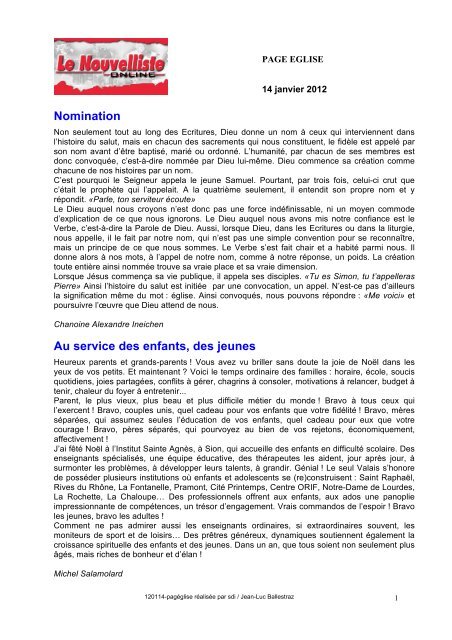 Renouvellement des Conseils de Communauté ... - Diocèse de Sion