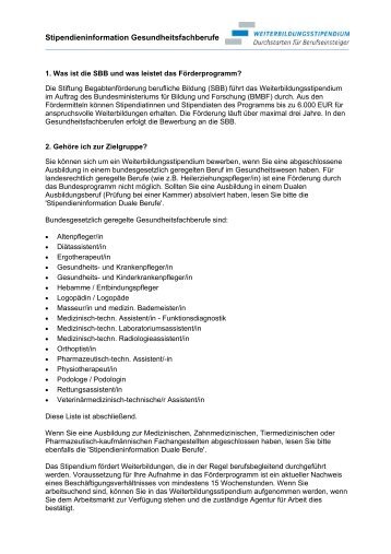 Stipendieninformation Gesundheitsfachberufe - SBB Stiftung ...