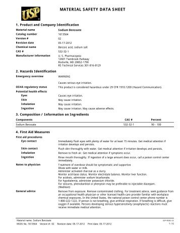 MATERIAL SAFETY DATA SHEET