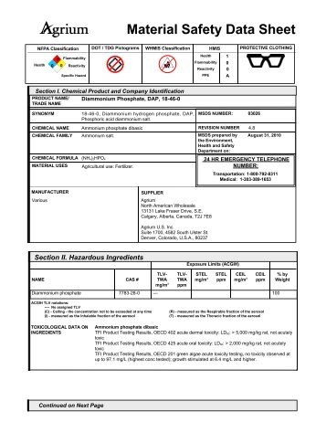 Material Safety Data Sheet - Agrium Wholesale