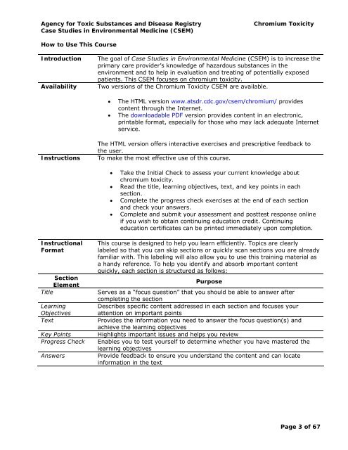 (Cr) Toxicity | ATSDR - CSEM - Agency for Toxic Substances and ...