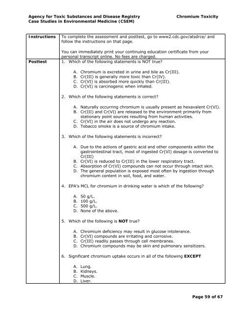 (Cr) Toxicity | ATSDR - CSEM - Agency for Toxic Substances and ...