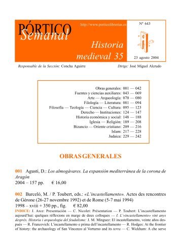 Portico Semanal 643 - Historia medieval 35 - Pórtico librerías