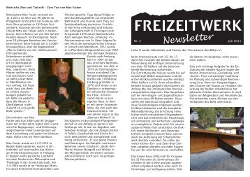 Freizeitwerk Newsletter Nr. 2 Juli 2011(PDF-Download