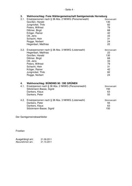 Wahlergebnisses der Samtgemeinde Horneburg (58kb)