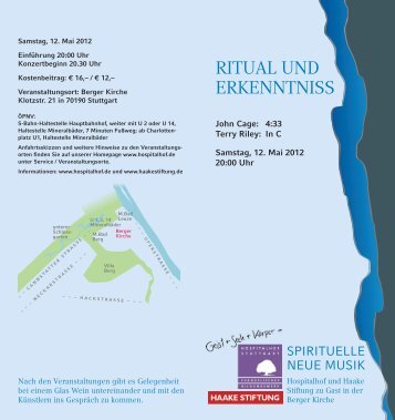 RITUAL UND ERKENNTNISS - Hospitalhof Stuttgart