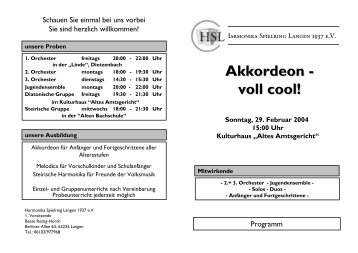 Einladung/Programm - Harmonika Spielring Langen 1937 eV