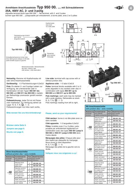 ANSCHLUSS- und VERTEILER- LEISTEN HSU-terminal blocks