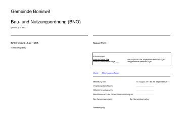 Gemeinde Boniswil Bau- und Nutzungsordnung (BNO)