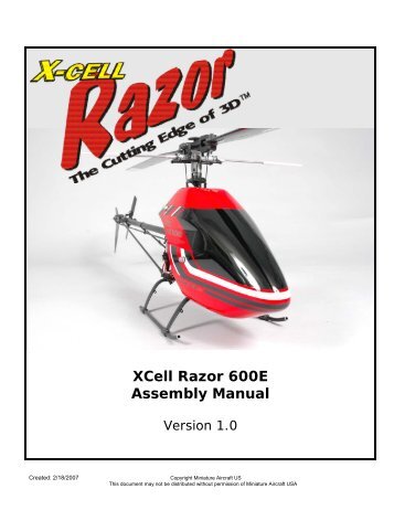 XCell Razor 600E Assembly Manual