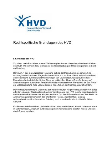 Rechtspolitische Grundlagen des HVD - Humanistischer Verband ...