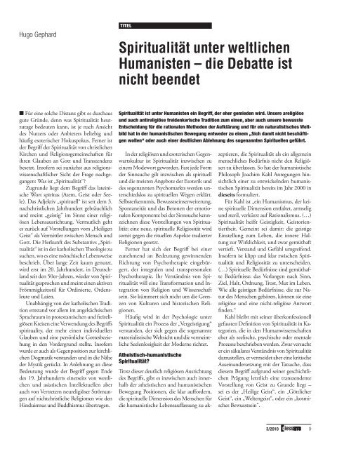Der Humanist und die Spiritualität - Humanistischer Verband ...