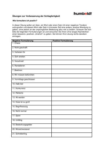 Wie formuliere ich positiv? - Humboldt
