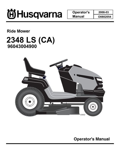 OM, 2348 LS, (CA), 96043004900, 2008-03, Ride Mower - Husqvarna