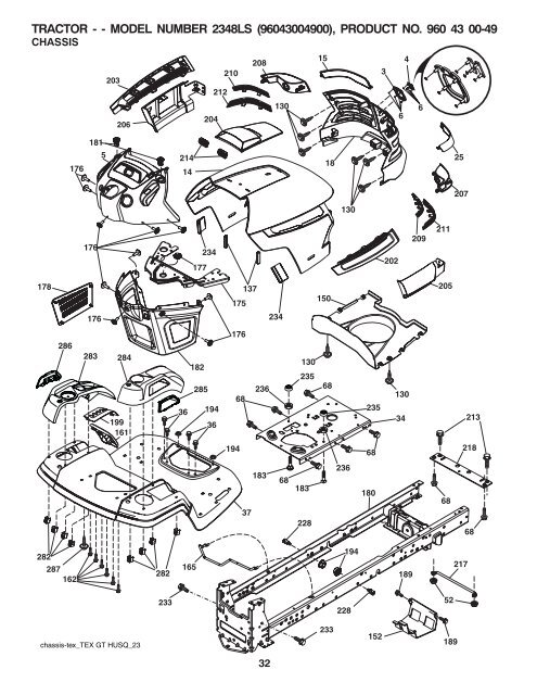 OM, 2348 LS, (CA), 96043004900, 2008-03, Ride Mower - Husqvarna