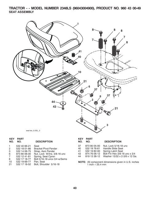 OM, 2348 LS, (CA), 96043004900, 2008-03, Ride Mower - Husqvarna