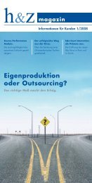 Magazin-Artikel: Eigenproduktion oder Outsourcing? Das ... - Huz.de