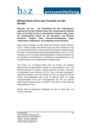 Pressemitteilung Michael Santo - h&z