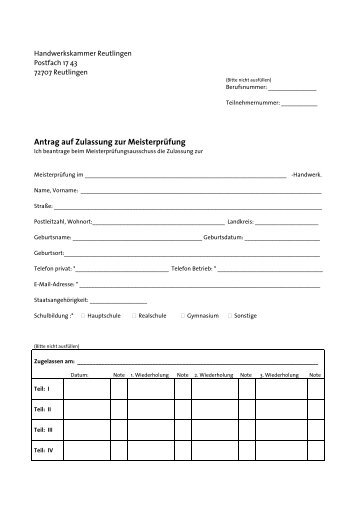 Zulassungsantrag-2011 - Handwerkskammer Reutlingen