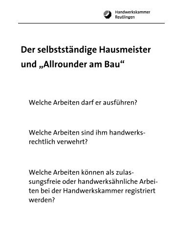 Hausmeister - Aufgaben - Arbeitsplan