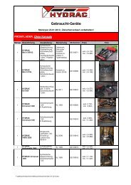 Gebrauchtmaschinenliste pdf - Stand Jänner 2013 - Hydrac