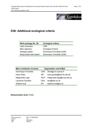 D36: Additional ecological criteria - Hydromod