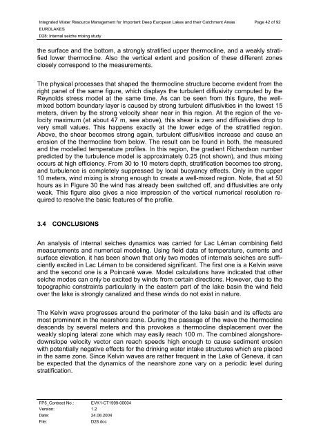 D28: Internal seiche mixing study - Hydromod