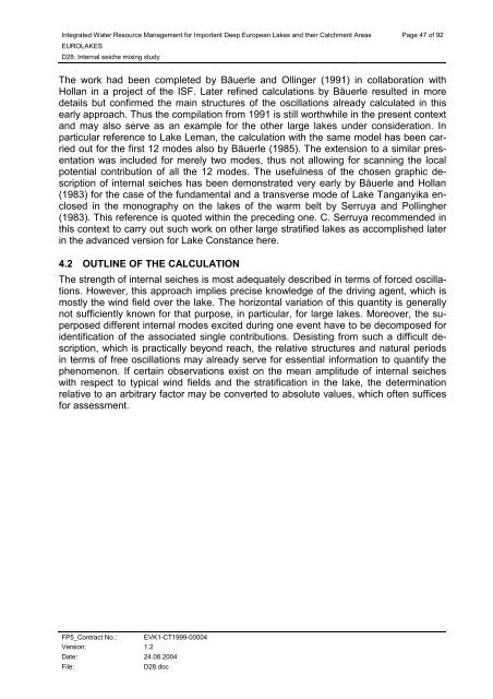 D28: Internal seiche mixing study - Hydromod