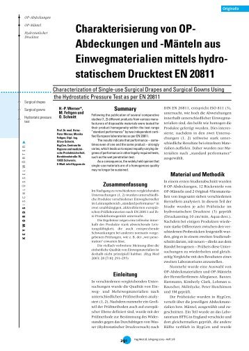 statischem Drucktest EN 20811 - HygCen