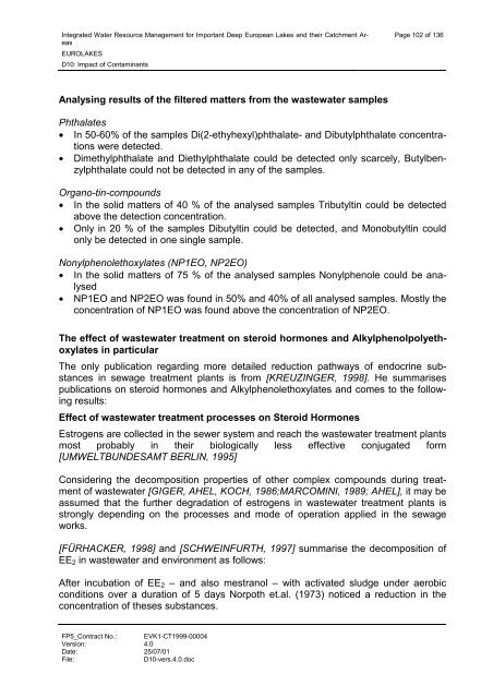 D10: Impact of Contaminants - Hydromod