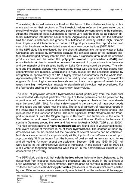 D10: Impact of Contaminants - Hydromod