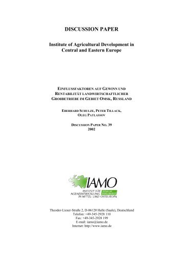DISCUSSION PAPER Institute of Agricultural Development in ... - IAMO
