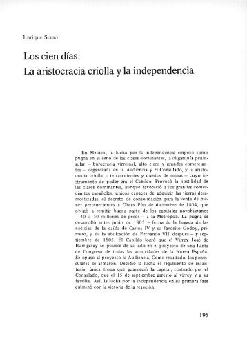 Los den dÃ­as: La aristocracia criolla y la independencia