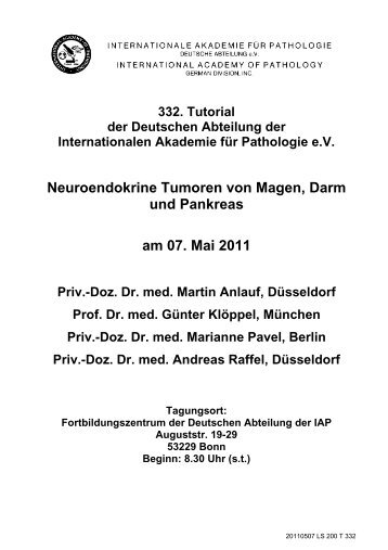 Neuroendokrine Tumoren von Magen, Darm und Pankreas am 07  ...