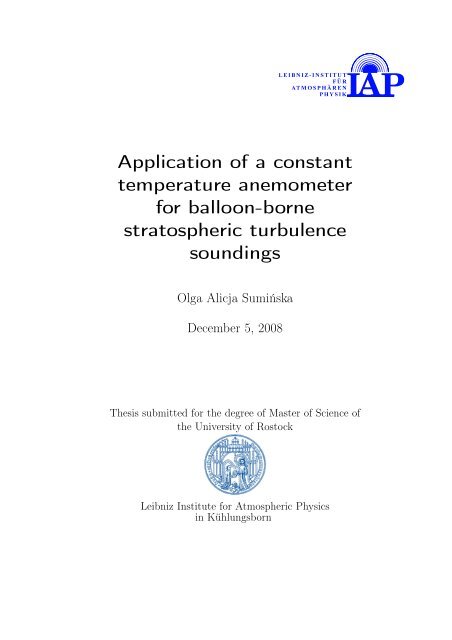 Application of a constant temperature anemometer for balloon-borne ...