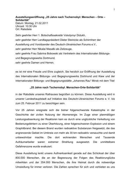 Die Rede von Bürgermeister Dr. Rüdiger Koch. - Internationales ...