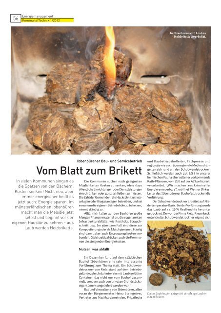 Vom Blatt zum Brikett - Stadt Ibbenbüren