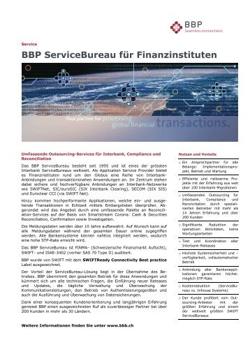 BBP Servicebureau für Finanzinstituten - BBP AG