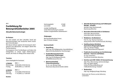 Programm und Anmeldeformular - IBF Troisdorf